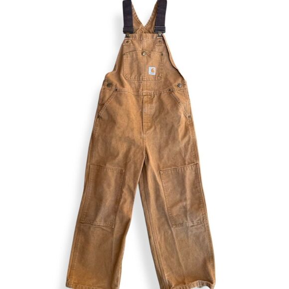Carhartt Kids' Brown Cotton Canvas Overalls Bibs Size 10 Workwear Outfit - Picture 1 of 12